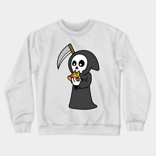 Grim Reaper Eating Pizza Crewneck Sweatshirt